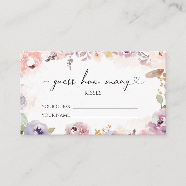 Wildflowers guess how many kisses bridal game enclosure card (Front)