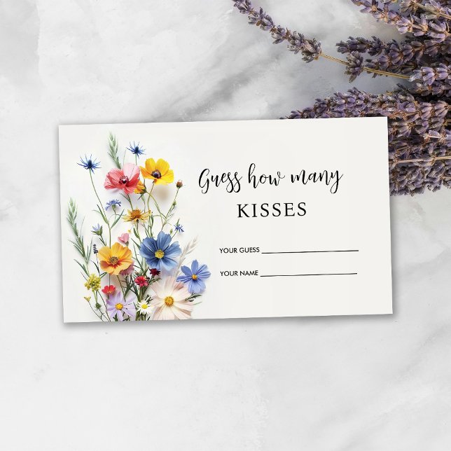 Wildflowers guess how many kisses bridal game enclosure card (Creator Uploaded)