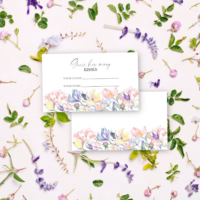 Wildflowers - guess how many kisses bridal game enclosure card (Creator Uploaded)