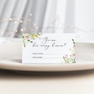 Wildflowers guess how many kisses bridal game enclosure card