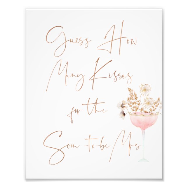 Wildflowers Guess How Many Kisses Bridal Sign (Front)