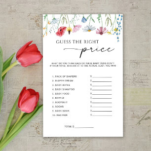 Wildflowers Guess The Price Baby Shower Game