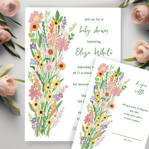 Wildflowers Handpainted Custom Baby Shower  Enclosure Card