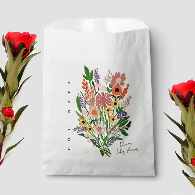 Wildflowers Handpainted Custom Baby Shower  Favour Bags (Wildflowers Handpainted Custom Baby Shower Favor Bag
)