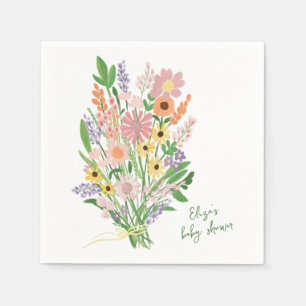 Wildflowers Handpainted Custom Baby Shower  Napkin