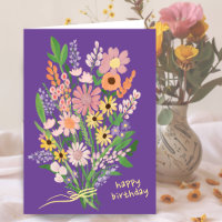 Wildflowers Handpainted Gouache Happy Birthday