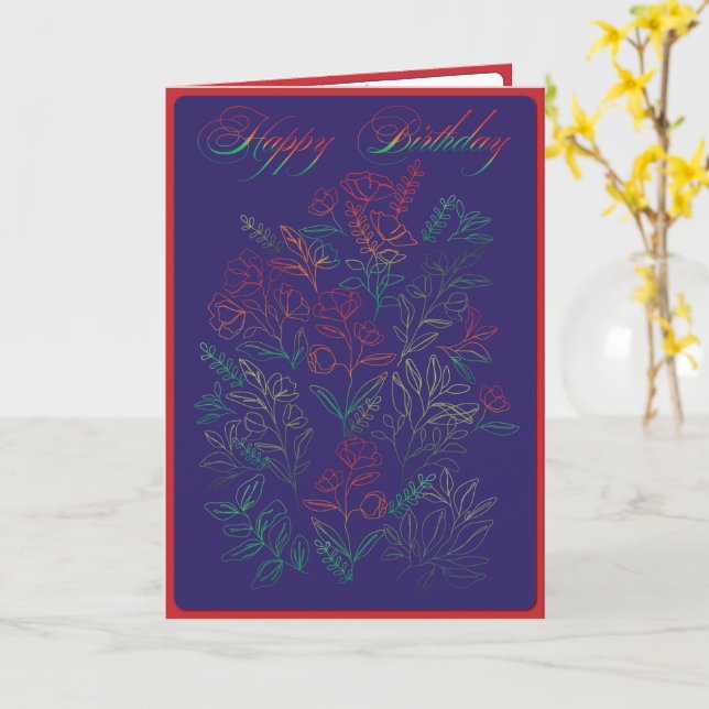 Wildflowers Happy Birthday  Card (Yellow Flower)