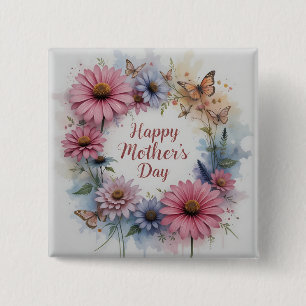 WildFlowers Happy Mother's Day 15 Cm Square Badge
