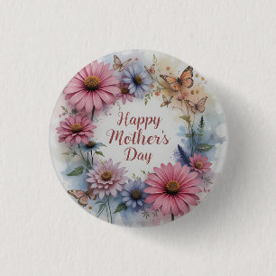 WildFlowers Happy Mother's Day 3 Cm Round Badge