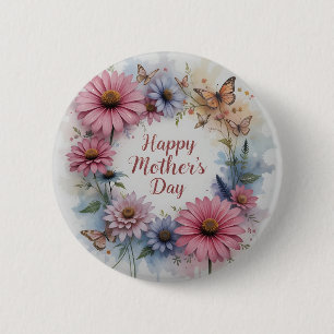 WildFlowers Happy Mother's Day 6 Cm Round Badge