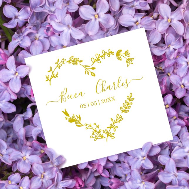 Wildflowers Heart & Elegant Typography for Wedding Rubber Stamp (Creator Uploaded)