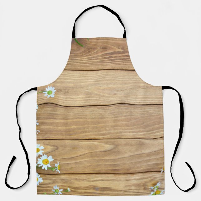 Wildflowers, herbs: wooden background. apron (Front)