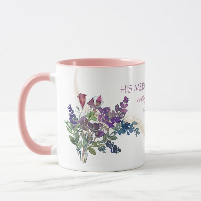 Wildflowers His Mercies Are New Christian Mug (Left)