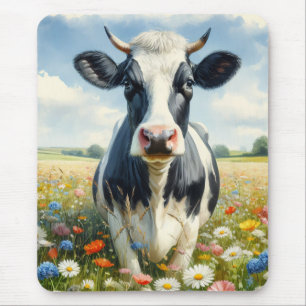 Wildflowers Holstein Dairy Cow Mouse Mat