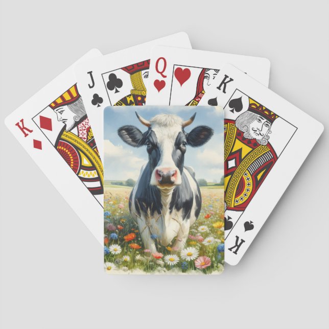 Wildflowers Holstein Dairy Cow Playing Cards (Back)