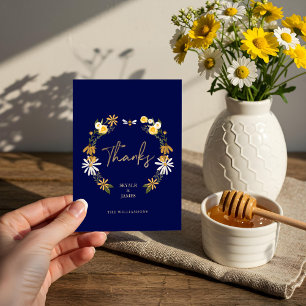 Wildflowers & Honey Bee Floral Wreath Thank You Card