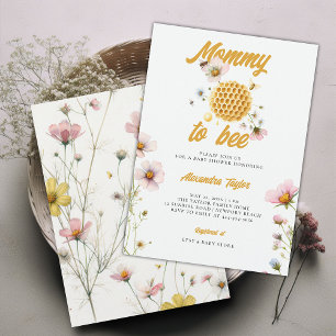 Wildflowers Honey Comb Mummy Bee Baby Girl Shower Invitation