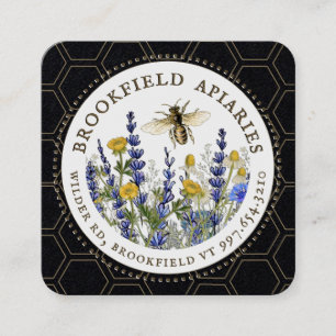 Wildflowers Honeycomb & Bee Apiary Kraft Honey     Square Business Card