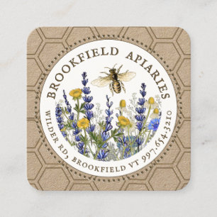 Wildflowers Honeycomb & Bee Apiary Kraft Square Business Card
