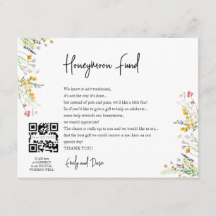 Wildflowers Honeymoon wish QR CODE Enclosure Card