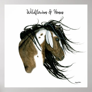 Wildflowers & Horses DreamCatching Art by Bihrle Poster