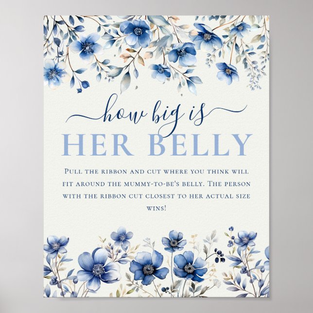Wildflowers How Big is Her Belly Baby Shower Game Poster (Front)