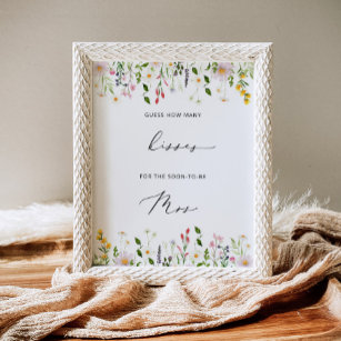  Wildflowers how many kisses bridal shower game Poster