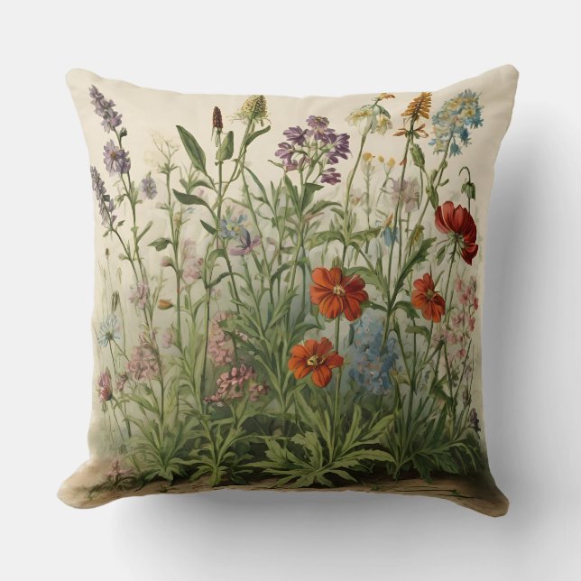 Wildflowers Illustration  Cushion (Front)