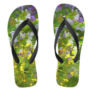 Wildflowers Impasto Painting - Original Flower Art Flip Flops