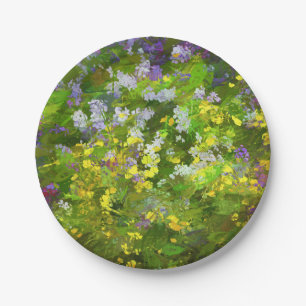 Wildflowers Impasto Painting - Original Flower Art Paper Plate