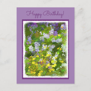 Wildflowers Impasto Painting - Original Flower Art Postcard