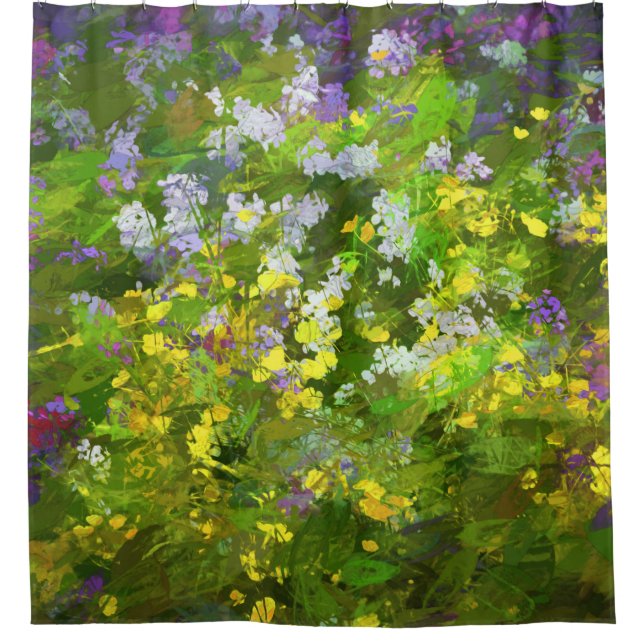 Wildflowers Impasto Painting - Original Flower Art Shower Curtain (Front)
