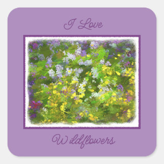 Wildflowers Impasto Painting - Original Flower Art Square Sticker