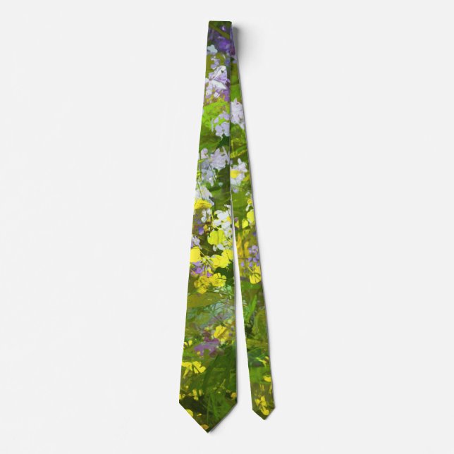 Wildflowers Impasto Painting - Original Flower Art Tie (Front)