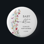 Wildflowers in Bloom Baby Shower 6 Cm Round Badge<br><div class="desc">Watercolor Wildflowers in Bloom Baby Shower Button. Matching items available.</div>