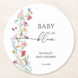 Wildflowers in Bloom Baby Shower Round Paper Coaster<br><div class="desc">Watercolor Wildflowers in Bloom Baby Shower Paper Coaster. Matching items available.</div>