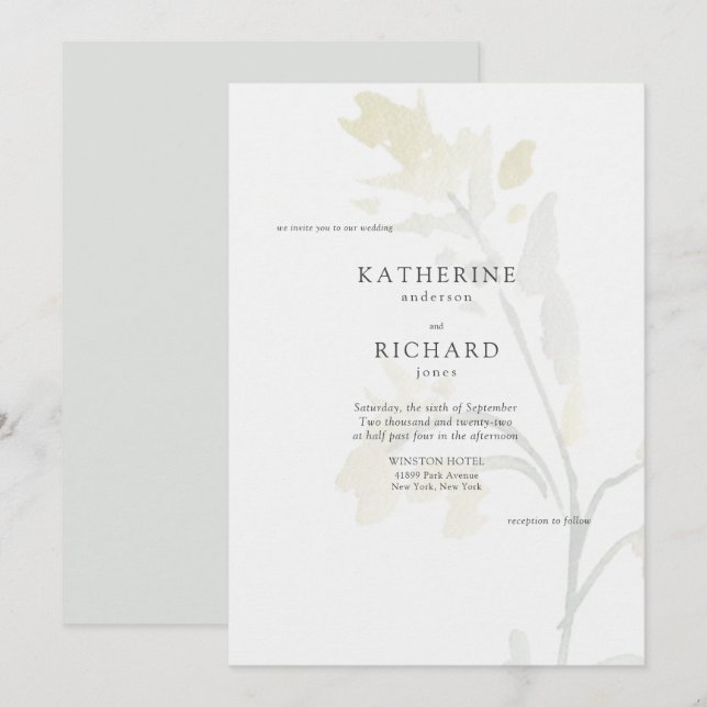 Wildflowers in Bloom II Simple Wedding Invitation (Front/Back)