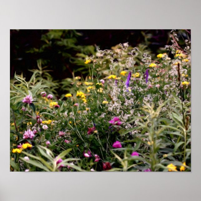 Wildflowers In Field Photo Oil Painting Poster (Front)