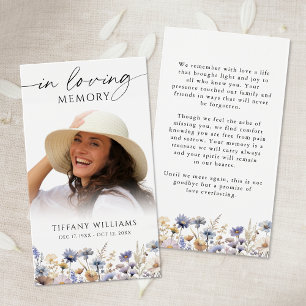 Wildflowers In Loving Memory Photo Prayer Card