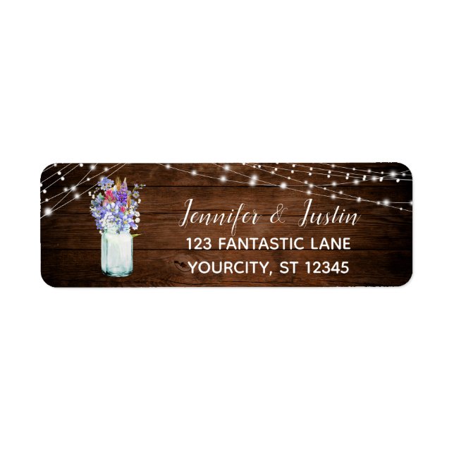 Wildflowers in Mason Jar Lights & Brown Wood (Front)