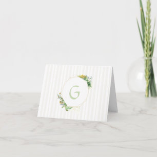 Wildflowers in Moss Monogram Note Card
