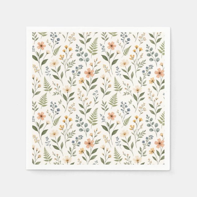 Wildflowers in Neutral Colours Napkin (Front)