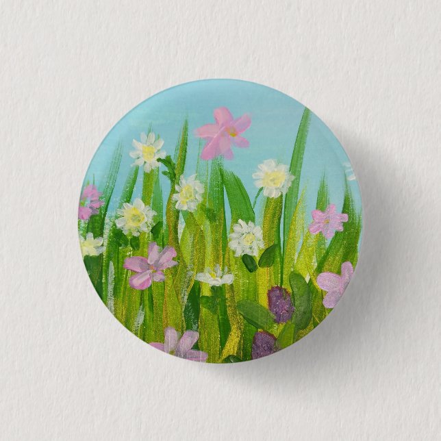 Wildflowers in the grass 3 cm round badge (Front)