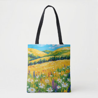 Wildflowers in the Meadow All-Over Print Tote Bag