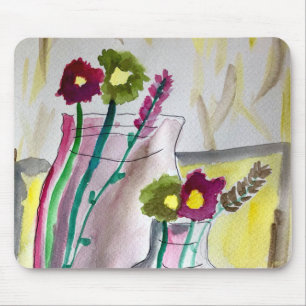 Wildflowers in vase abstract art mouse mat