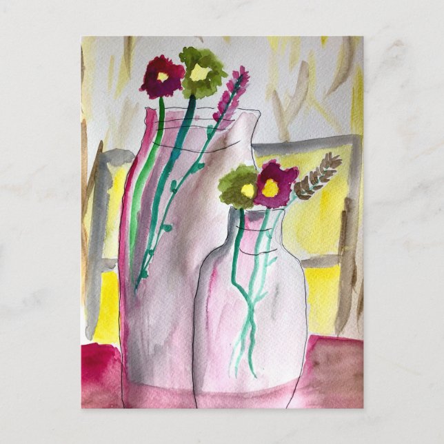 Wildflowers in vase abstract art postcard (Front)