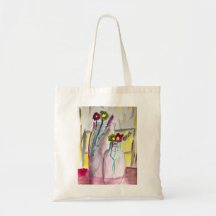 Wildflowers in vase abstract art tote bag