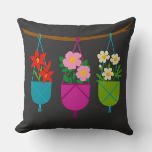 wildflowers in vibrant planters cushion