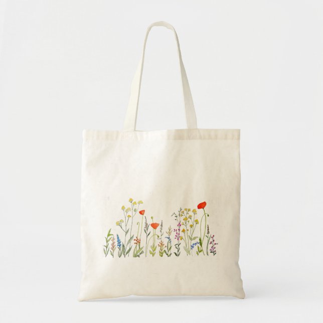 Wildflowers in Watercolors Tote Bag (Front)