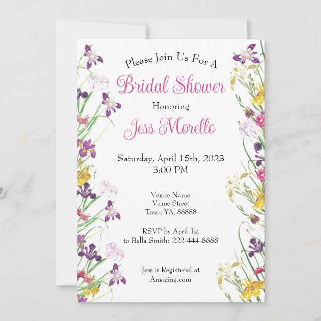 Wildflowers Iris Garden Bridal Shower Invitation (Front)